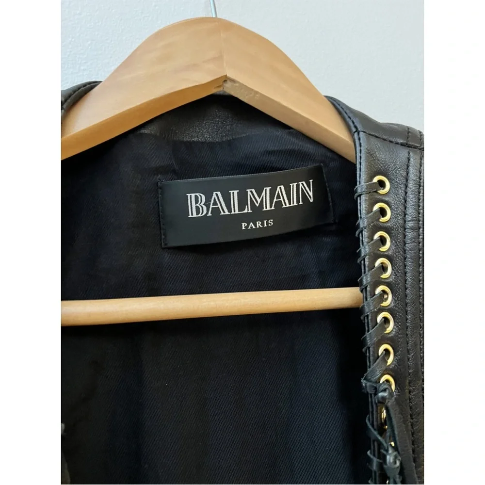 Balmain leather biker jacket 40French or medium US - Picture 4 of 6